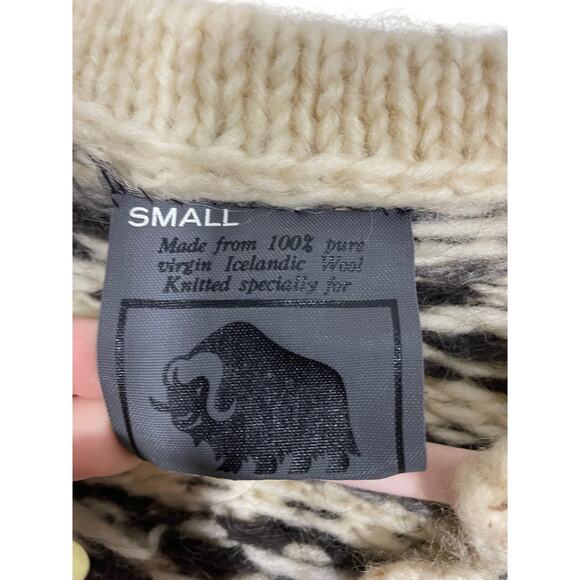 Musk Ox Womens S Oversized Cardigan 100% Pure Virgin Icelandic Wool Fair Isle - Picture 2 of 5